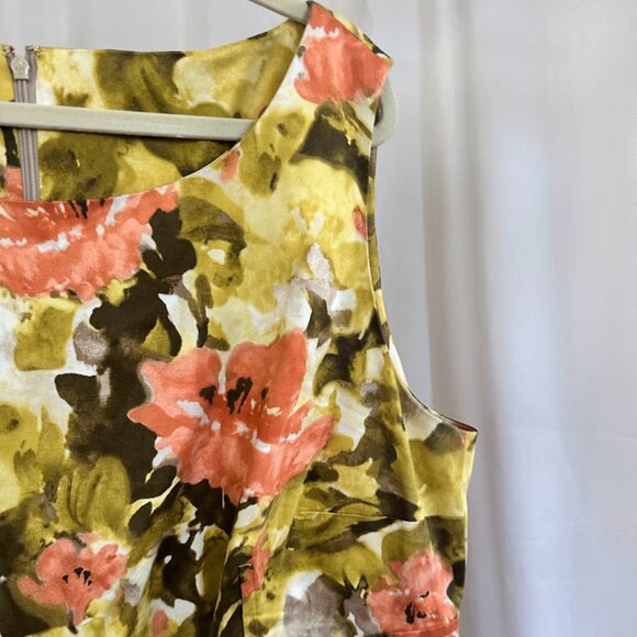 Anne Klein Women's Plus 22W Green/Peach Floral Dress - Picture 6 of 8